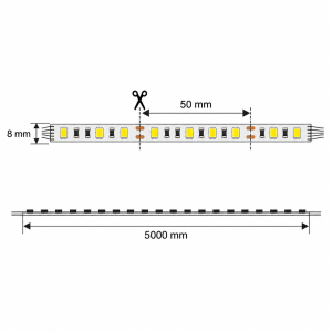 LED Streifen 24V | SMD2835 | 10W/m 120LEDs/m CRI80 | 8mm...
